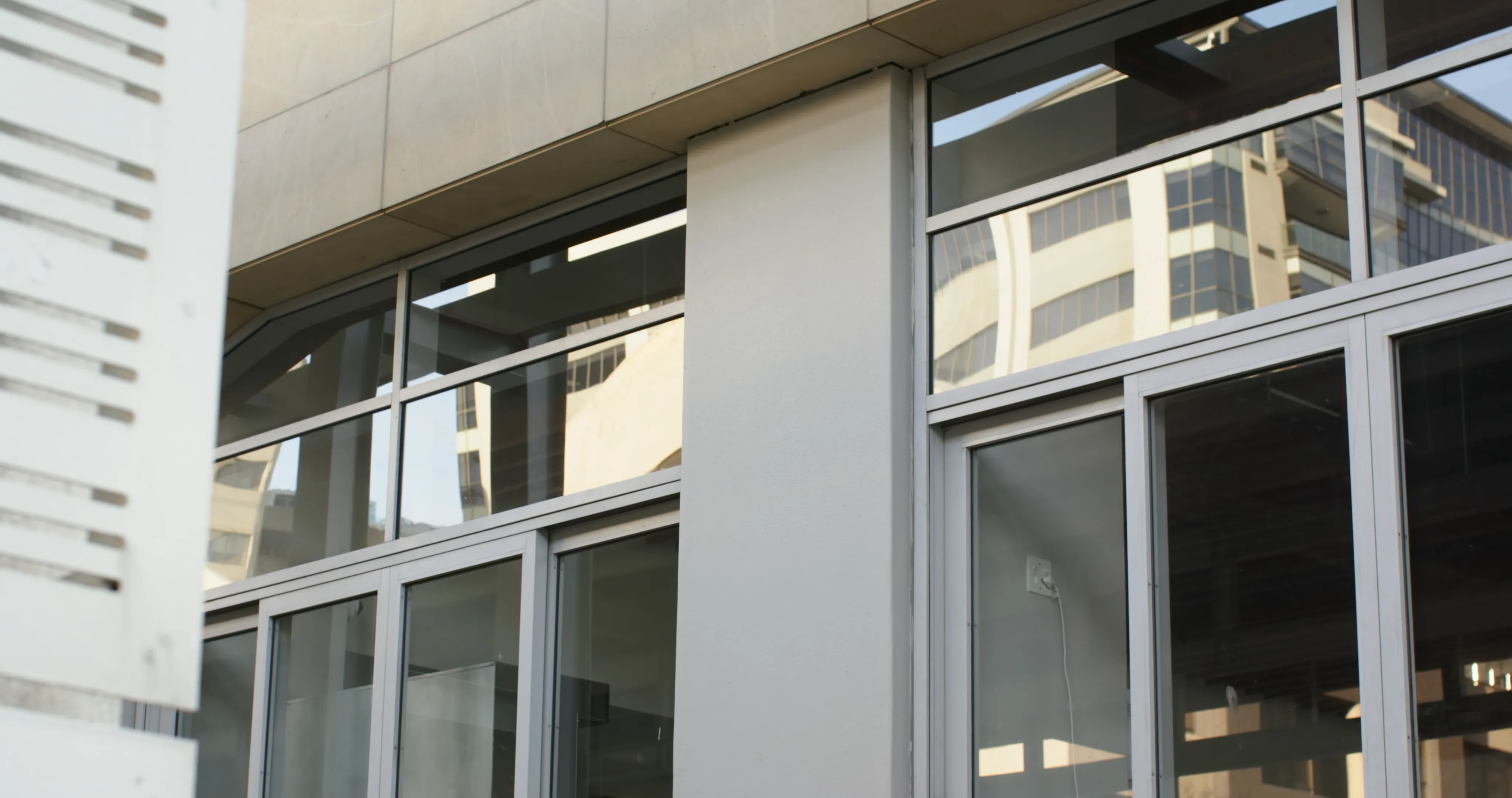 Glass and concrete facade of a medical office building