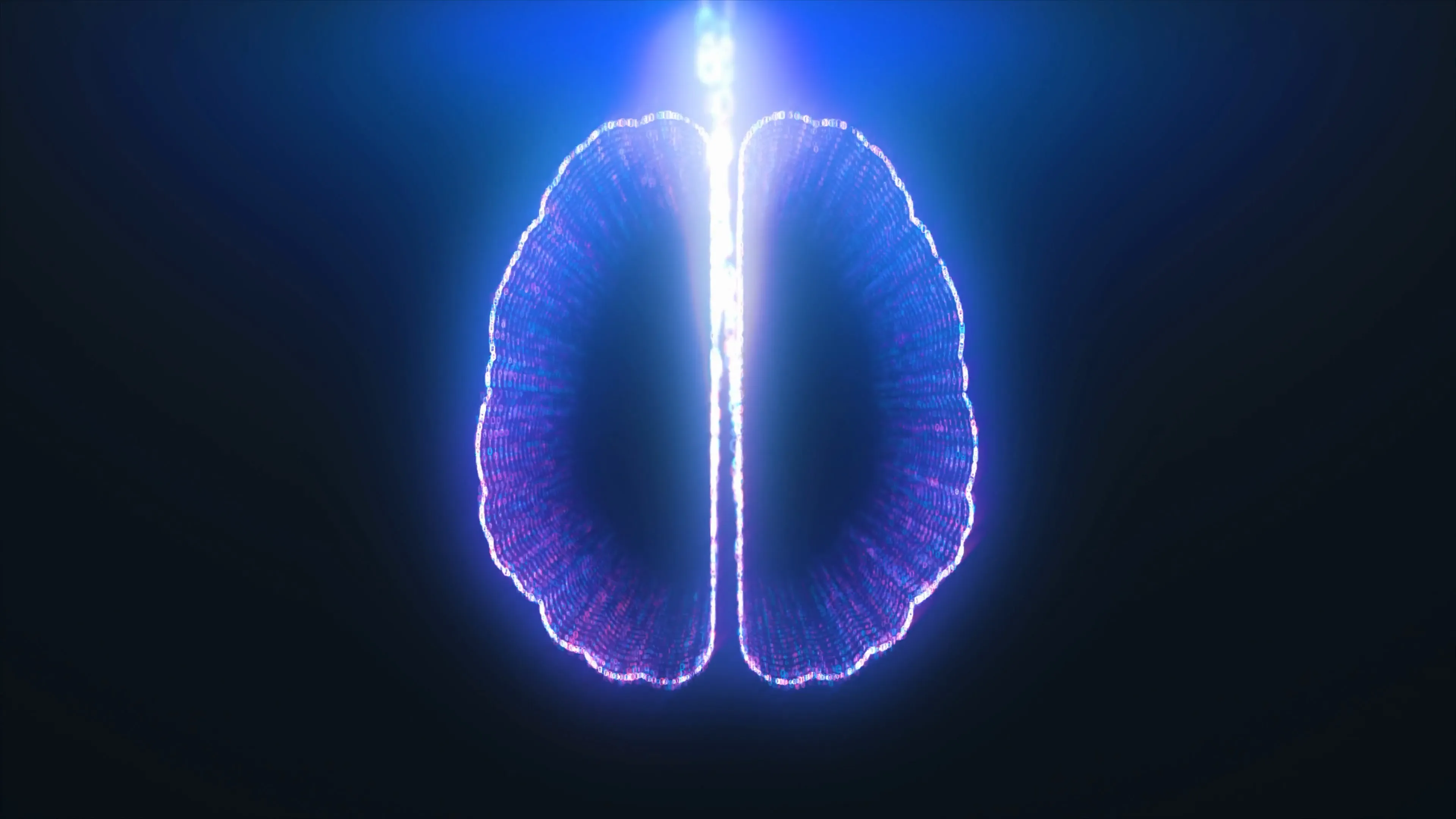 A brain rendered as a network of glowing filaments