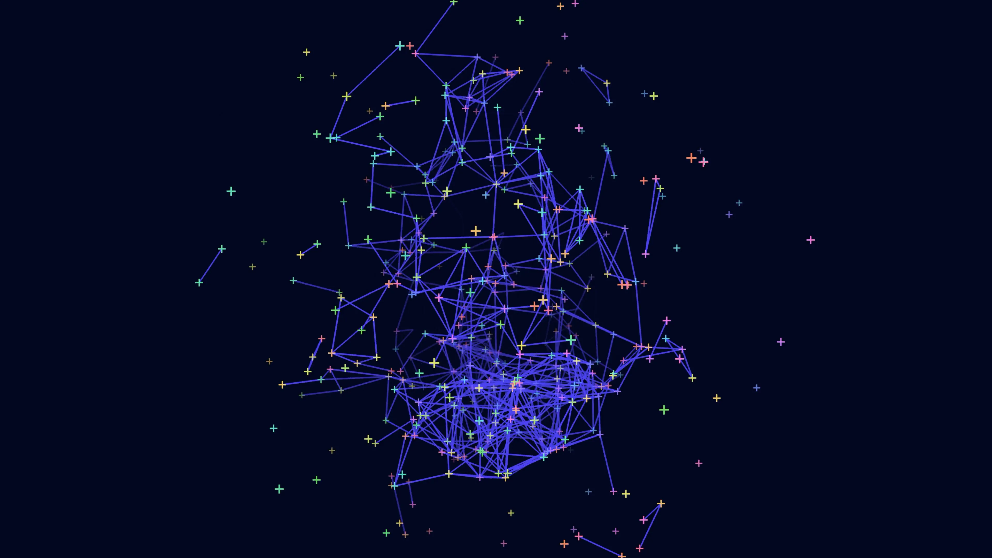 A workflow graph drawn as linked nodes on a dark ground